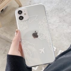 Прозрачный чехол для iPhone с рисунком "карта" 1шт Shein