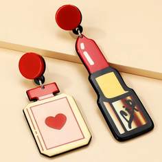 Асимметричные серьги-подвески в форме помады Shein