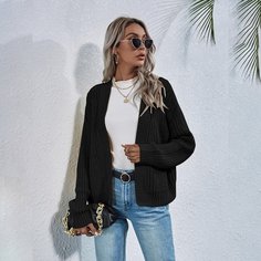 Однотонный трикотажный кардиган Shein