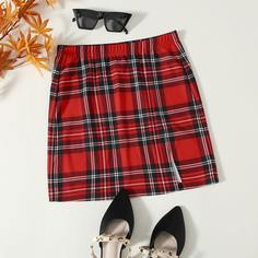 Разрез Клетчатый Институтский Юбки Shein