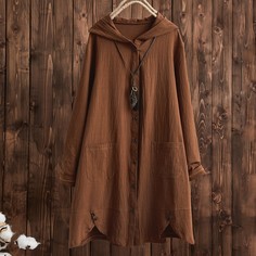 с карманами Одноцветный Повседневный Куртка Shein