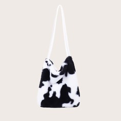 Плюшевая сумка на плечо с коровьим узором Shein