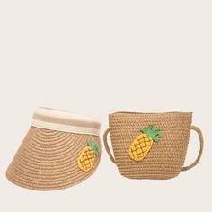 Соломенная сумка и шапка-козырек для девочек Shein