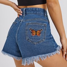 Карман Животный Джинсовые шорты Shein