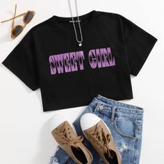 буква Повседневный Футболки Shein