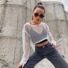 Асимметричный сетчатый топ Shein