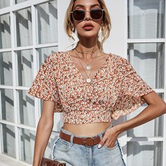 Разрез цветочный Бохо Блузы Shein
