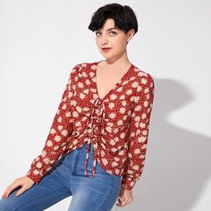 Топ на кулиске с цветочным принтом Shein