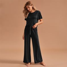 Чёрные на кулиске Одноцветный Повседневный Домашняя одежда Shein