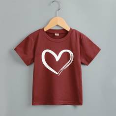 Сердечко Повседневный Футболки для маленьких девочек Shein