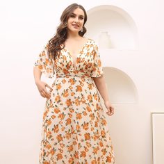 Сетчатое платье размера плюс с цветочным принтом Shein