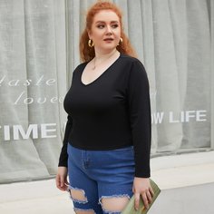 узел сзади Одноцветный Повседневный Футболка размера плюс Shein