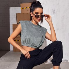 Короткий жилет с подплечниками Shein