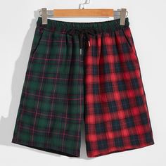 Мужские шорты в клетку на кулиске Shein