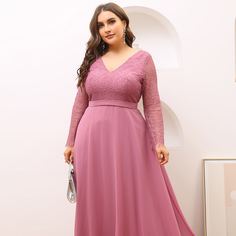 Шифоновое платье размера плюс с кружевной отделкой Shein
