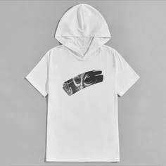 Мужская футболка с инопланетным принтом и капюшоном Shein