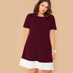 Черное Платье С Белой Полосой Размер Плюс Shein