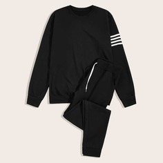 Мужские спортивные брюки и свитшот с полосками Shein