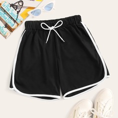 Шорты на кулиске с контрастной отделкой Shein