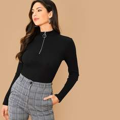 Трикотажный топ на молнии Shein