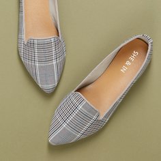 Клетчатые лоферы на плоской подошве Shein