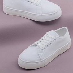 Белый Одноцветный Удобный Кеды Shein