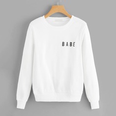 Белый Свитшот С Длинным Рукавом И Графическим Принтом Shein