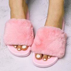 Шлепанцы с плюшевым декором Shein