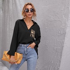 Асимметричный топ с леопардовым принтом и карманом Shein