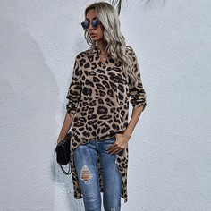 Асимметричная блуза с леопардовым принтом Shein