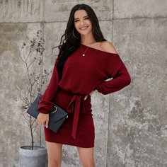 Вязаное платье с поясом Shein