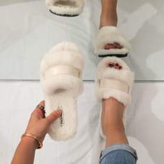 Минималистичные плюшевые шлепанцы Shein