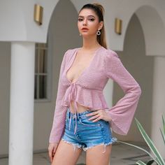 Топ с оригинальным рукавом и узлом Shein