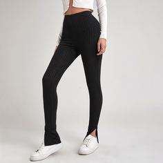 Трикотажные брюки с разрезом Shein
