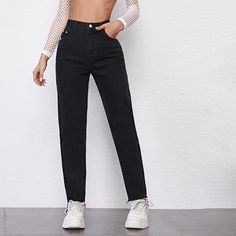 Однотонные прямые джинсы Shein