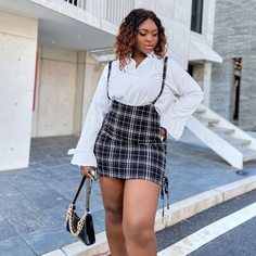 узел Клетчатый Повседневный Платья размер плюс Shein