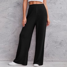 Вязаные широкие брюки в рубчик Shein