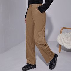 Вельветовые брюки с карманом Shein
