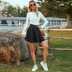 Расклешенная юбка с кружевной отделкой Shein