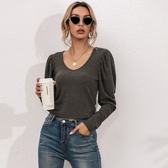 Вязаная футболка в рубчик Shein