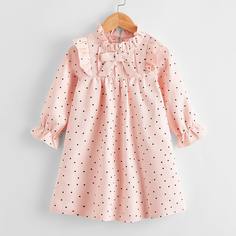 Платье в горошек с бантом для девочек Shein