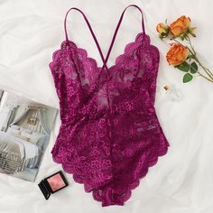 Боди с цветочным кружевом размера плюс Shein