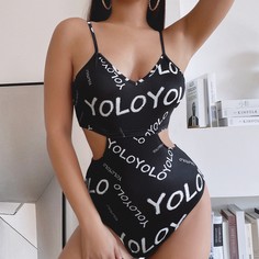 с разрезом буква Сексуальный Боди Shein