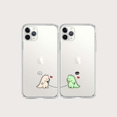 2шт прозрачный чехол для iPhone с принтом динозавра для пар Shein