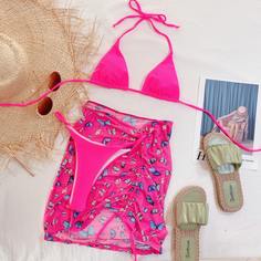 3 пакета бикини и пляжная юбка с принтом бабочки Shein