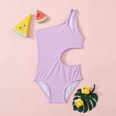 Слитный купальник с одним плечом для девочек Shein