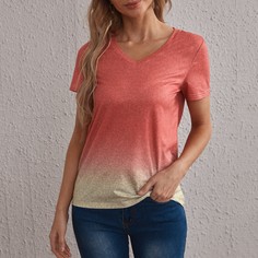 градиент цветовой Повседневный Футболки Shein