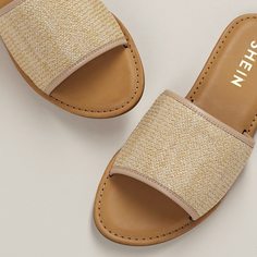 Широкие тканые сандалии с плоской горкой из рафии Shein