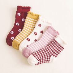 5 пар носки с цветочным принтом для девочек Shein