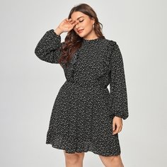 С оборками Принт Повседневный Платья размер плюс Shein